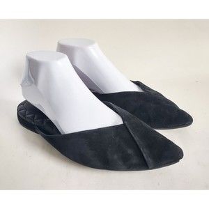 Birdies The Swan Suede Mule Women Size 8 Black Closed Toe Flats Leather Casual